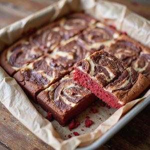 fudgy swirled red velvet