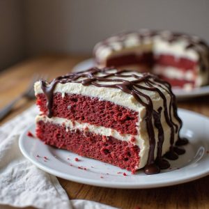 gooey fudge drizzle red velvet