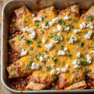 layered black bean enchilada casserole