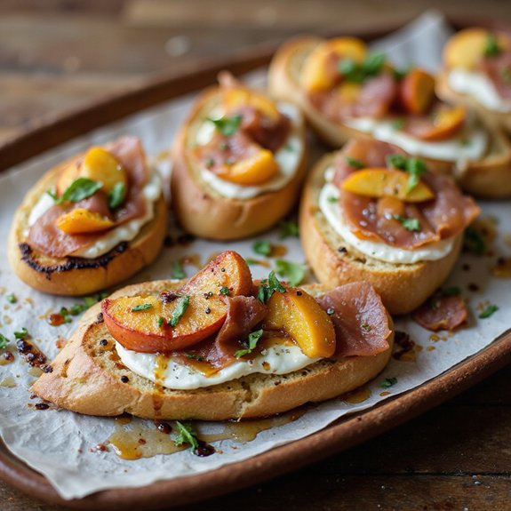 peach prosciutto basil bruschetta