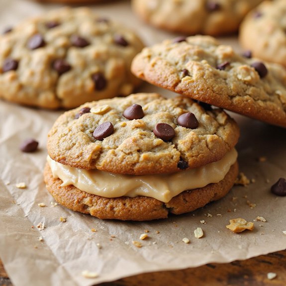 peanut butter chocolate oatmeal sandwiches