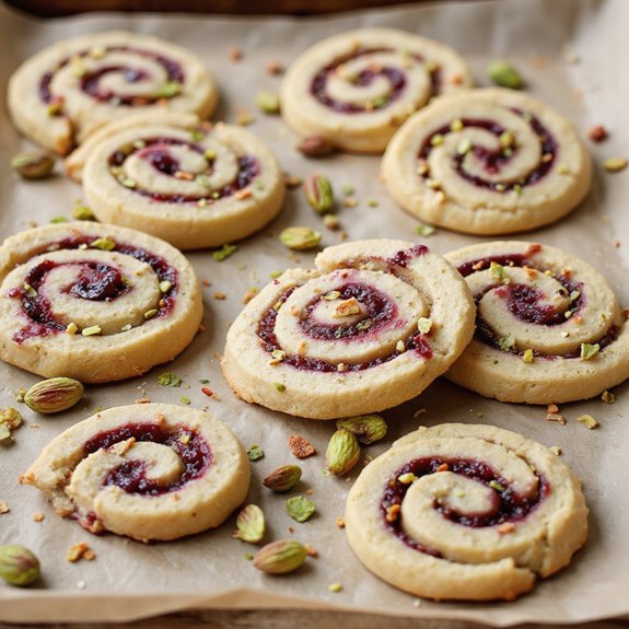 pistachio raspberry pinwheel cookies
