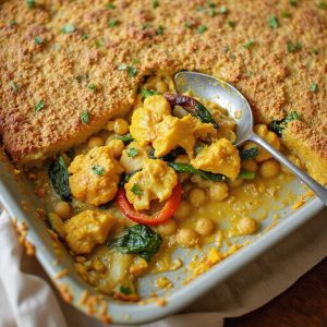 pumpkin chickpea curry casserole