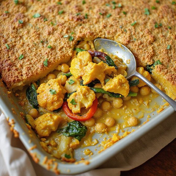 pumpkin chickpea curry casserole