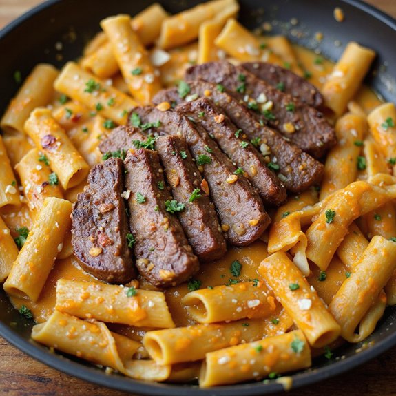 pumpkin cream steak pasta