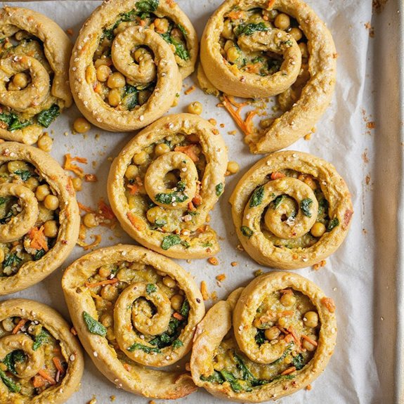 quinoa chickpea curry pinwheels