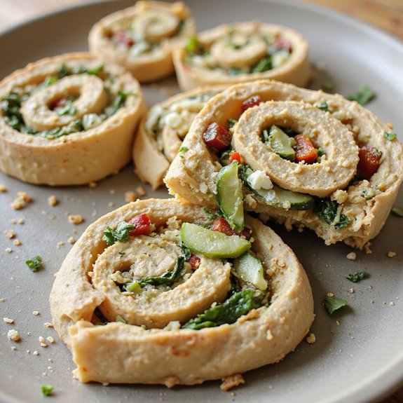 quinoa spinach hummus pinwheels