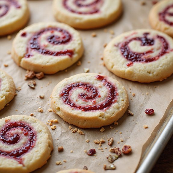 raspberry swirled buttery shortbread