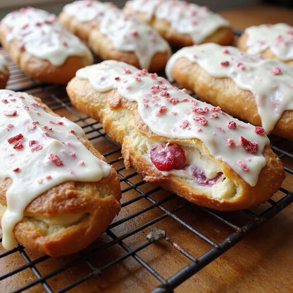 raspberry white chocolate clairs