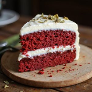 red velvet cake with custard