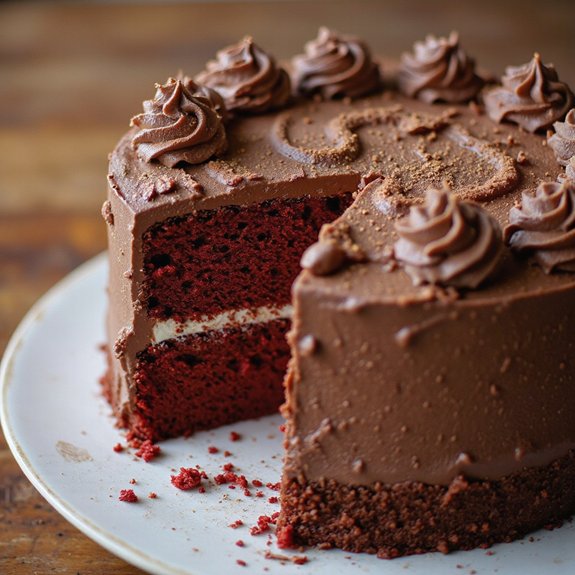 red velvet with chocolate pudding