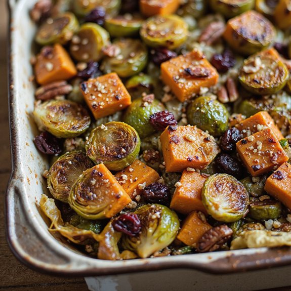 roasted brussels sprouts with sweet potato casserole