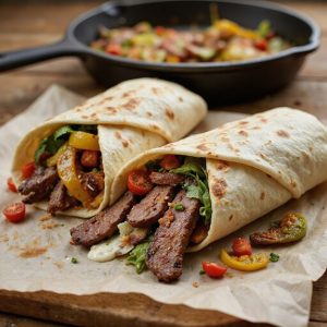 spiced garlic steak tortilla wraps