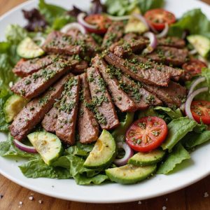 steak salad with chimichurri