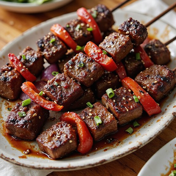 teriyaki glazed steak skewers