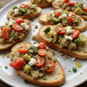 toasted quinoa vegetable bruschetta