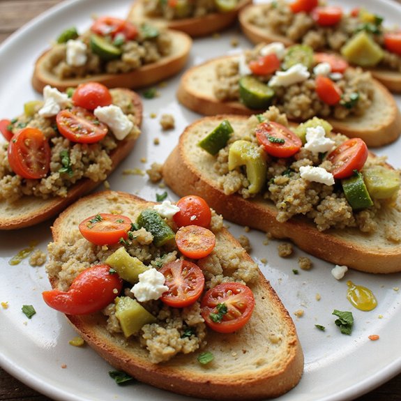 toasted quinoa vegetable bruschetta