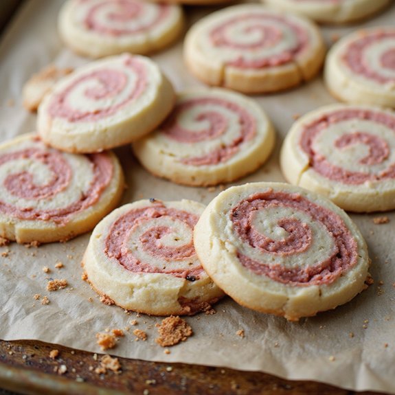 vanilla strawberry pinwheel cookies
