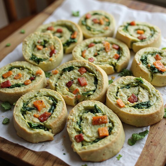 vegan avocado veggie pinwheels