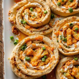 vegan buffalo cauliflower pinwheels
