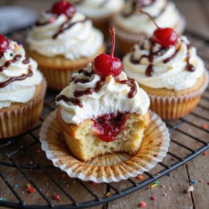 banana split inspired cupcakes