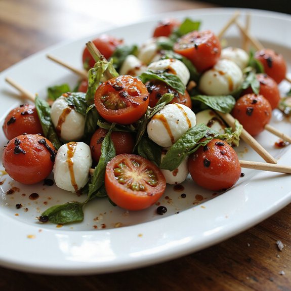 bite sized tomato mozzarella skewers