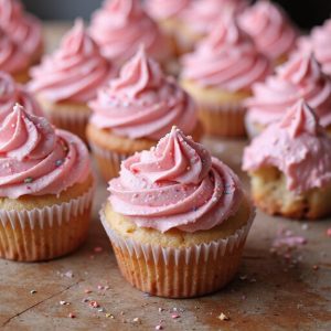 bright hot pink frosted cupcakes