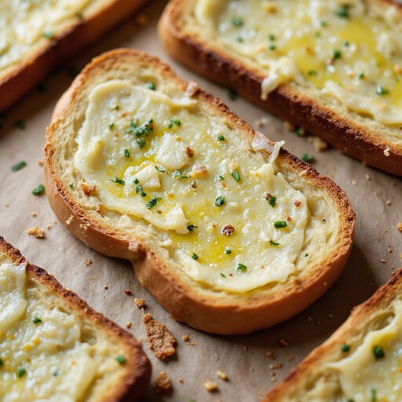 buttery garlic toast slice