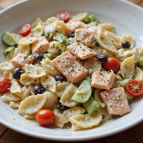 chilled salmon pasta salad