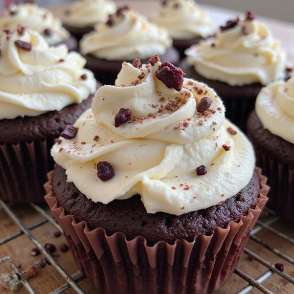 chocolate cherry whipped cream cupcakes