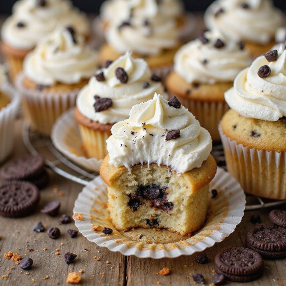 chocolate cookie filled cupcakes