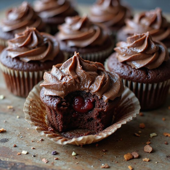 chocolate cupcakes with cherry filling