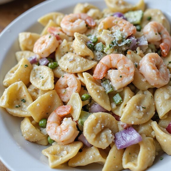 cold garlic shrimp pasta