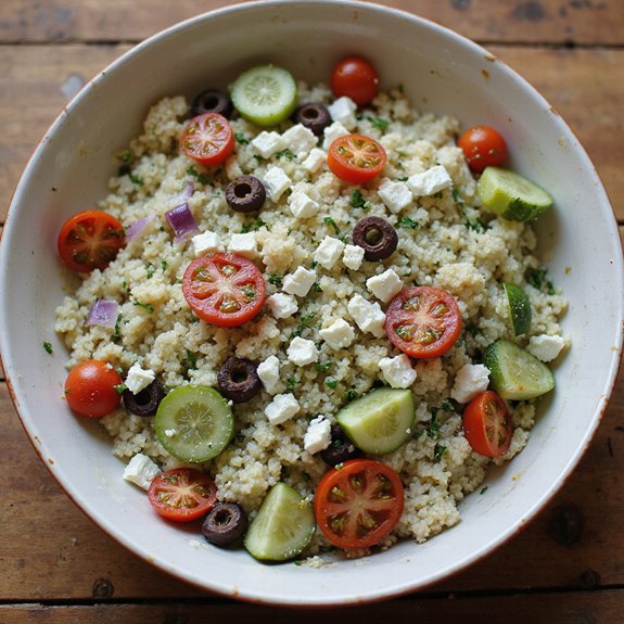 cold quinoa feta cucumber salad
