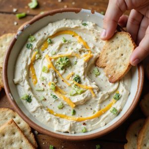 creamy garlicky broccoli cheese dip