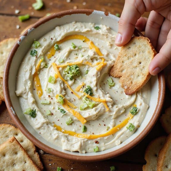creamy garlicky broccoli cheese dip