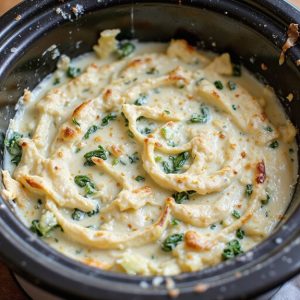 creamy slow cooker spinach artichoke