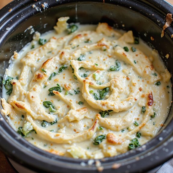 creamy slow cooker spinach artichoke