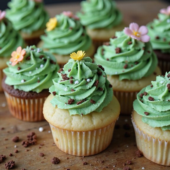 decorative cactus shaped frosted cupcakes