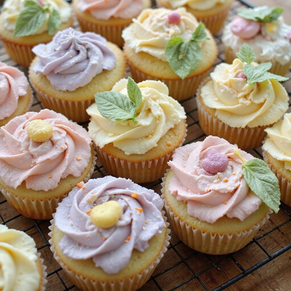 delicate floral themed vanilla cupcakes