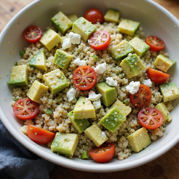 fresh quinoa with avocado