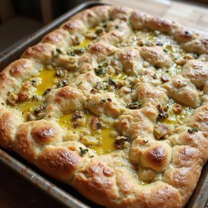 garlic herb sourdough focaccia