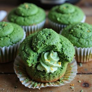 green frosted miniature cake bites