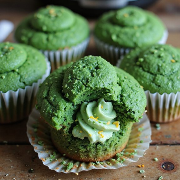 green frosted miniature cake bites
