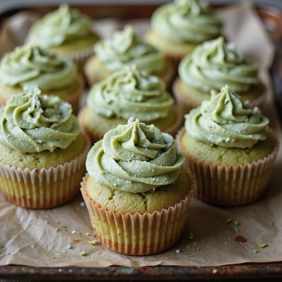 herb infused pale green cupcakes