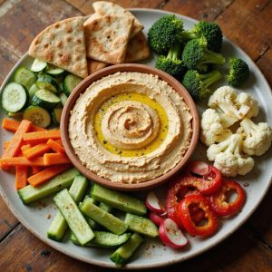 hummus with assorted fresh veggies
