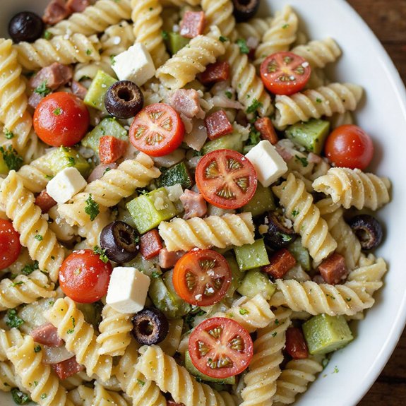 large crowd pasta salad