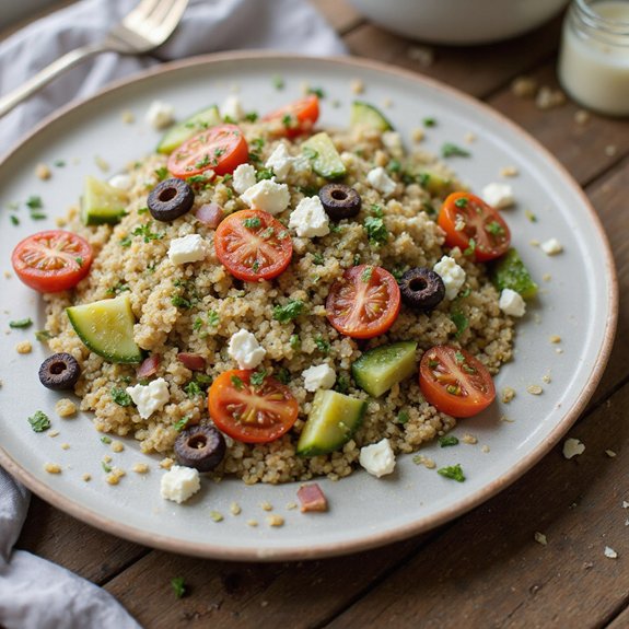 light tangy mediterranean quinoa salad