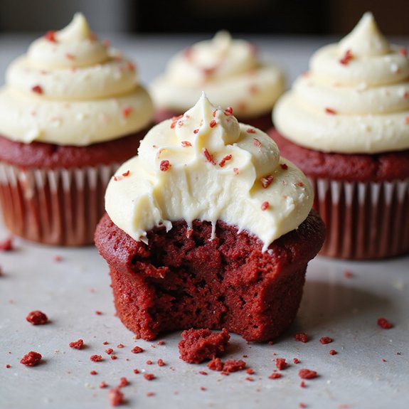 moist chocolate tinted red cupcakes