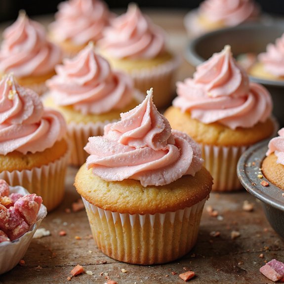 pale pink frosted cupcakes